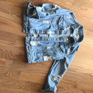 Top shop Moto distressed denim jacket